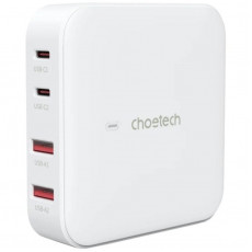 Мережевий зарядний пристрій Choetech GaN (2хUSB-C+2хUSB-A) 100W PD 3.0 QC 3.0 White (PD8008-EU-WH)