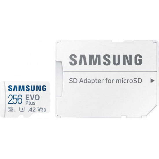 Карта пам`яті MicroSDXC  256GB UHS-I U3 V30 A2 Samsung Evo Plus + SD-адаптер (MB-MC256SA/EU)