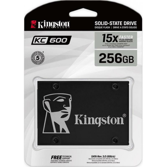 Накопичувач SSD   256GB Kingston KC600 2.5" SATAIII 3D TLC (SKC600/256G)