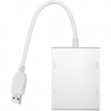 Адаптер PowerPlant (CA912087) USB3.0-DVI/HDMI/Gigabit Ethernet White