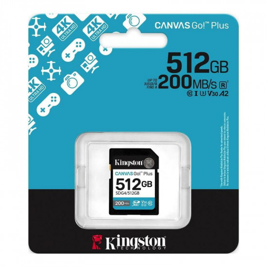 Карта пам`ятi SDXC  512GB UHS-I/U3 Class 10 Kingston Canvas Go! Plus R200/W160MB/s (SDG4/512GB)