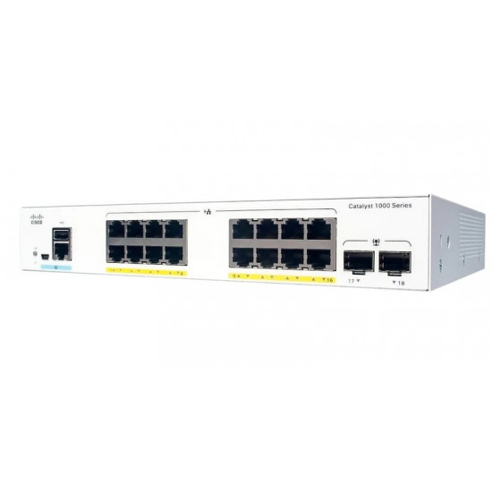 Комутатор Cisco Catalyst C1000-16T-2G-L (16хGE, 2xGE SFP, USB, керований)
