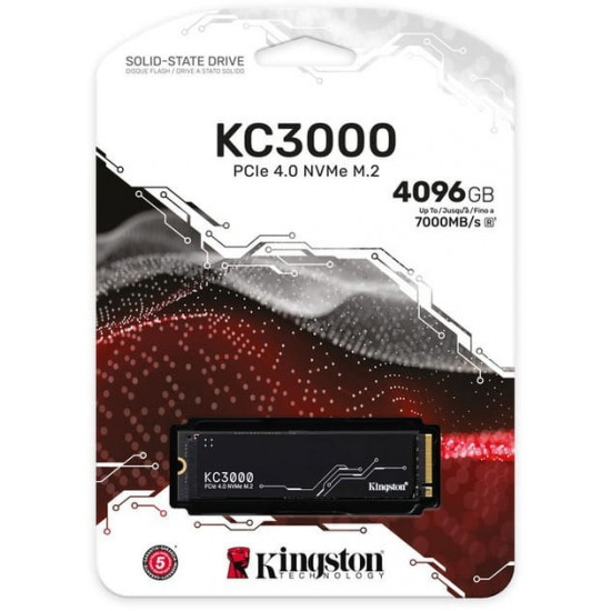 Накопичувач SSD 4TB Kingston KC3000 M.2 2280 PCIe 4.0 x4 NVMe 3D TLC (SKC3000D/4096G)