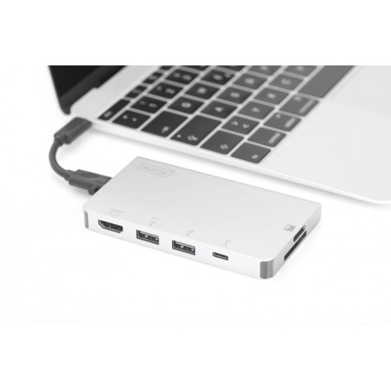 Док-станція Digitus USB-C PD 100W/USB3.0х2/USB-C/SD/MicroSD/HDMI (DA-70867)