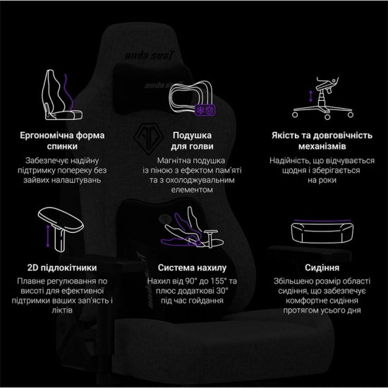 Крісло для геймерів Anda Seat Novis Plus XL Dark Grey (AD23YC-XL-01-GB-F-G04)