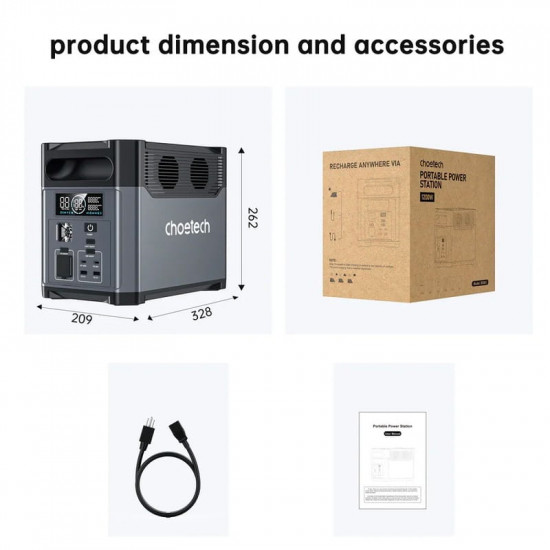 Зарядна станція Choetech BS061 1024Wh, 1200W (BS061-EU-GY)