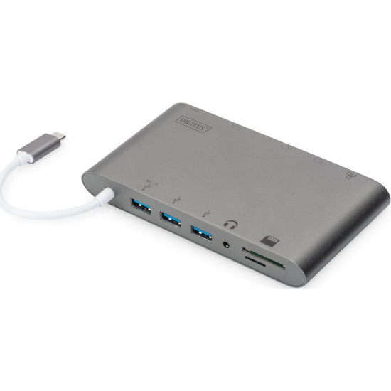 Док-станція Digitus USB-C USB3.0х3/USB-C/SD/MicroSD/HDMI/VGA/miniDisplayPort/RJ45/Audio (DA-70875)