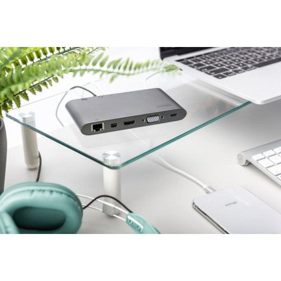 Док-станція Digitus USB-C USB3.0х3/USB-C/SD/MicroSD/HDMI/VGA/miniDisplayPort/RJ45/Audio (DA-70875)