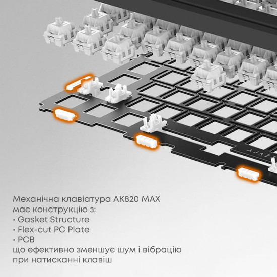 Клавіатура бездротова Ajazz AK820 Max Plus Day Dream Switch White (AK820MAX-DD-BWD)