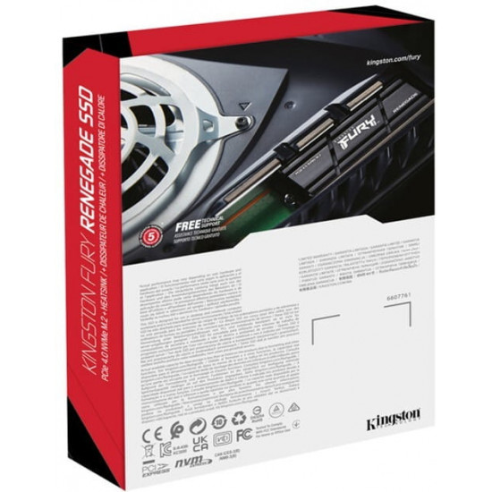 Накопичувач SSD 4TB Kingston Fury Renegade with Heatsink M.2 2280 PCIe 4.0 x4 NVMe 3D TLC (SFYRDK/4000G)
