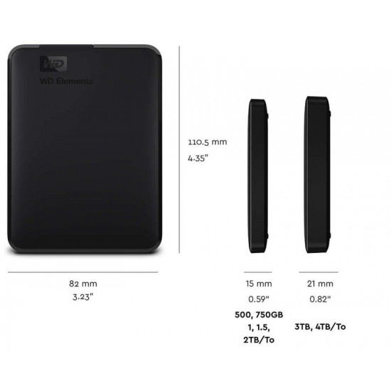 Зовнішній жорсткий диск 2.5" USB 5.0TB WD Elements Portable Black (WDBU6Y0050BBK-WESN)