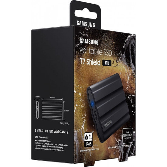 Накопичувач зовнішній SSD 1TB Samsung T7 Shield Black (MU-PE1T0S/EU)
