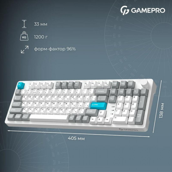 Клавіатура бездротова GamePro Asgard Drakkar Keychron Super Red Switch White (MK305WH)