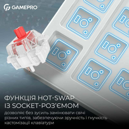 Клавіатура бездротова GamePro Asgard Ragnar Keychron Super Red Switch White (MK285WH)