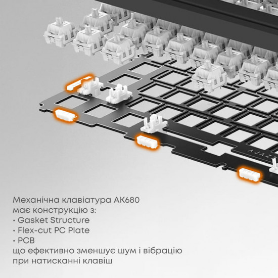 Клавіатура бездротова Ajazz AK680 Max (8+8K) Magnetic Switch White (AK680-M-BWD-A)