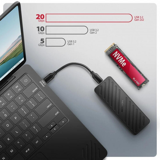 Зовнішня кишеня Axagon NVMe M.2 2242/2260/2280 USB Type-C 3.2 Black (EEM2-20G)