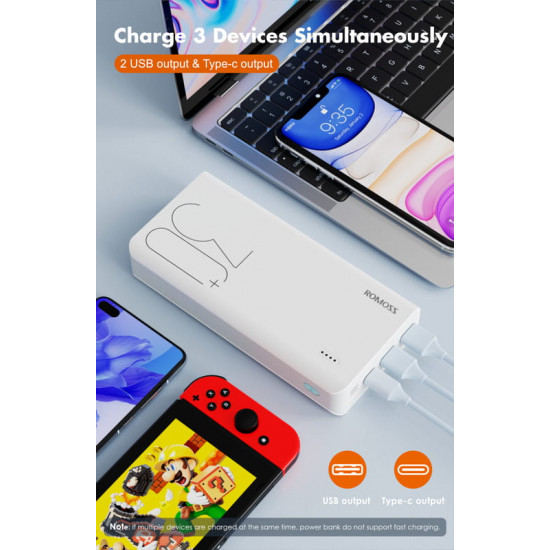 Універсальна мобільна батарея Romoss Sense8+ 30000mAh White (PHP30-401-02)